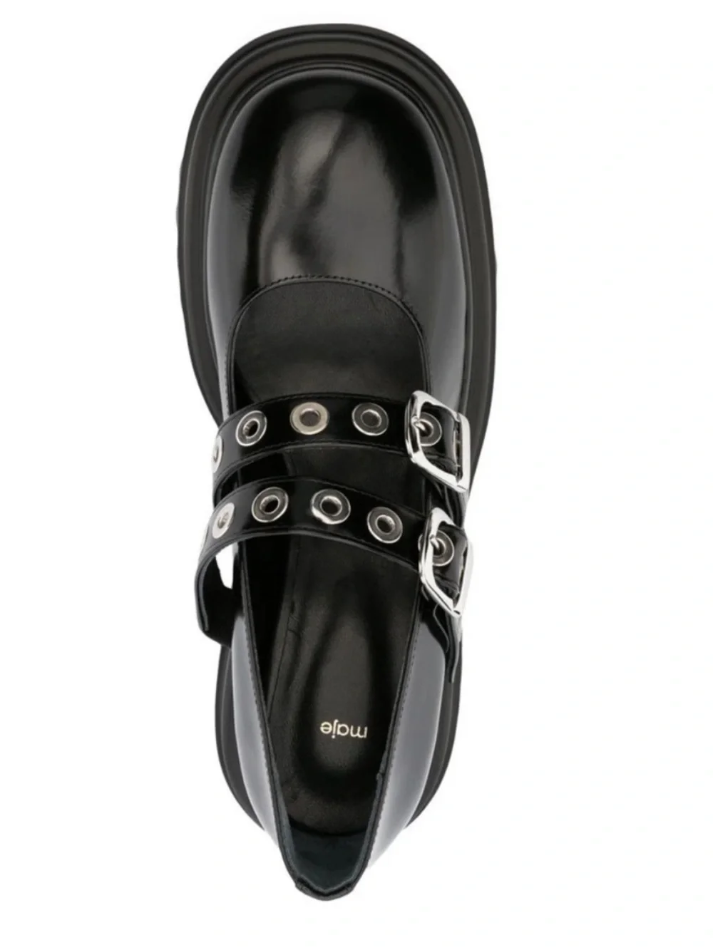 MAJE Women’s Black Platform Mary Jane Shoes with Buckle Straps